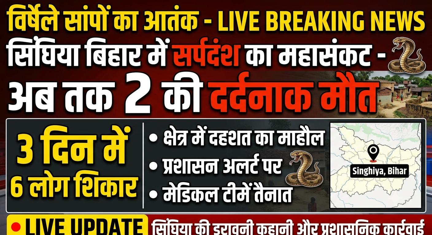 बिहार के सिंघिया में विषैले सांपों का बढ़ा प्रकोप, 3 दिन में 6 लोग बने शिकार, 2 की मौत