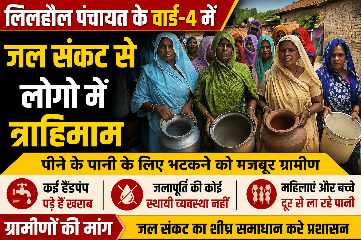 समस्तीपुर के सिंघिया प्रखंड के लिलहौल पंचायत के वार्ड-4 में गहराया जल संकट