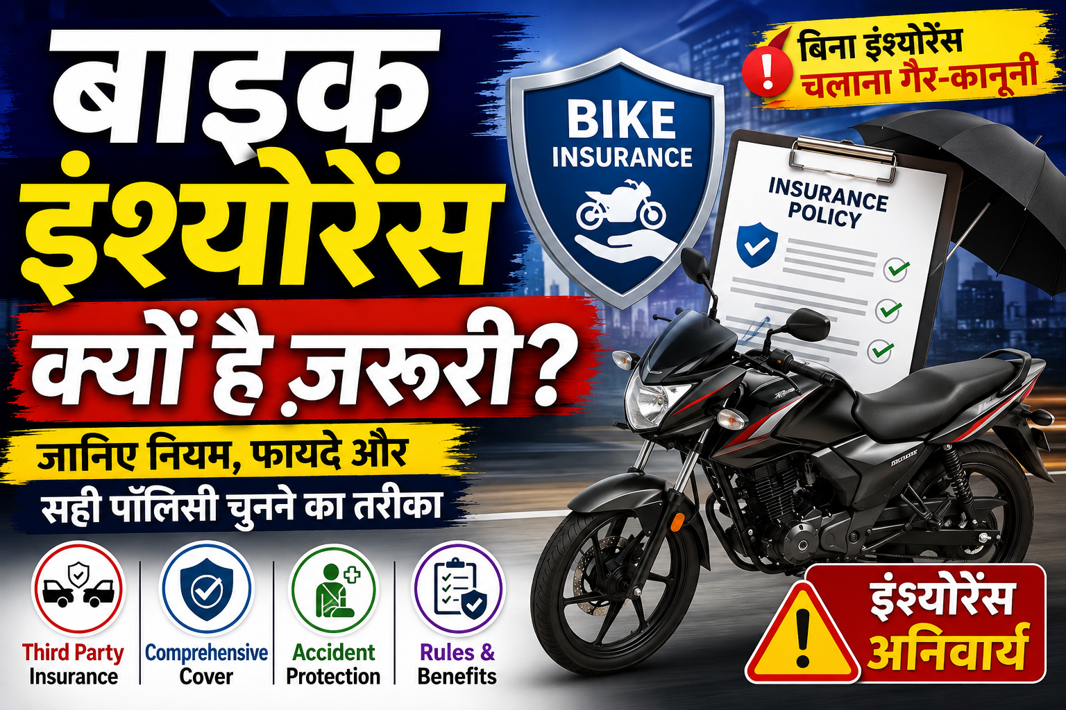 बाइक इंश्योरेंस क्यों है जरूरी? जानिए इसके फायदे, नियम और सही पॉलिसी चुनने का तरीका