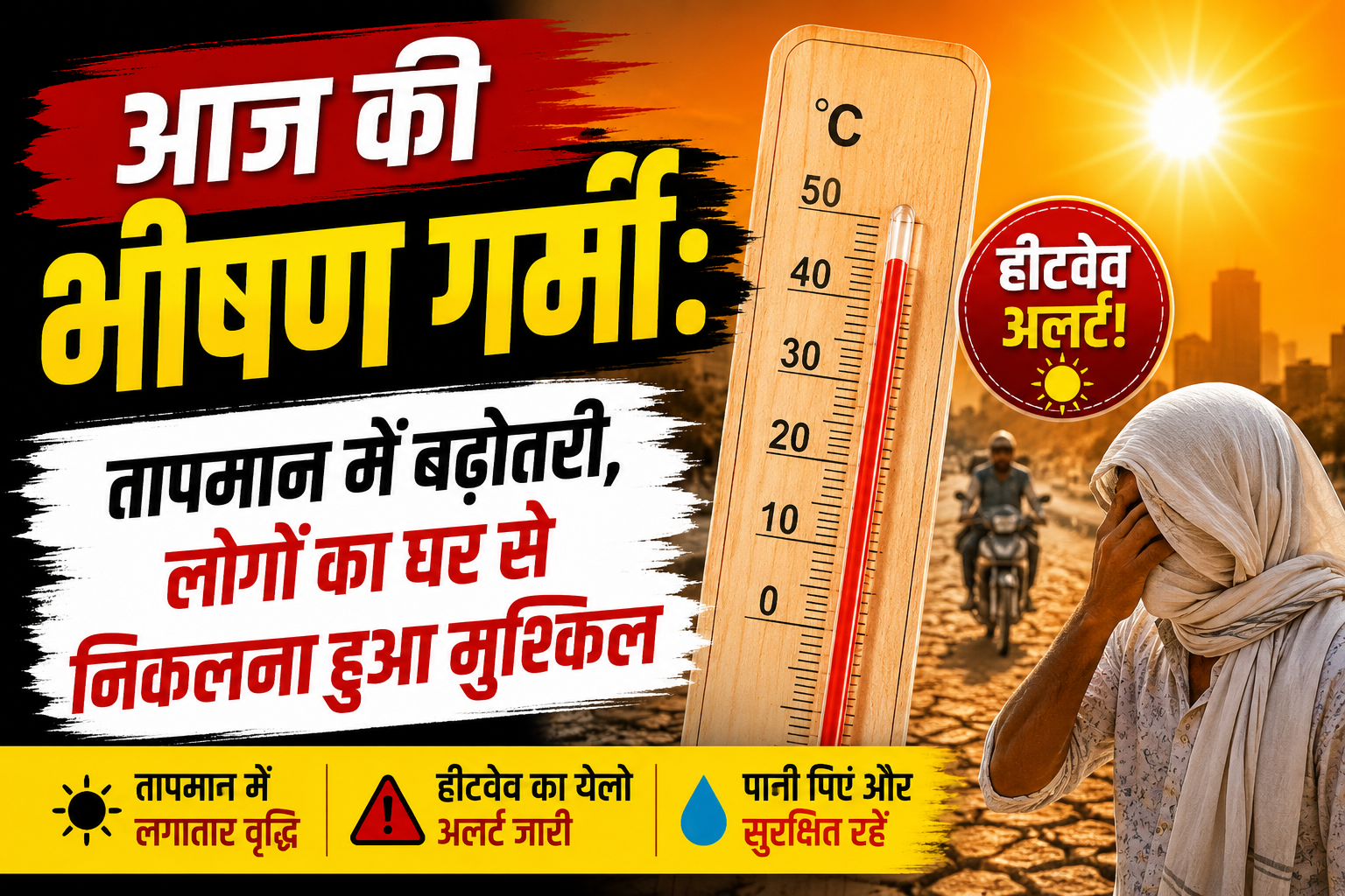 आज की भीषण गर्मी: तापमान में बढ़ोतरी, लोगों का घर से निकलना हुआ मुश्किल