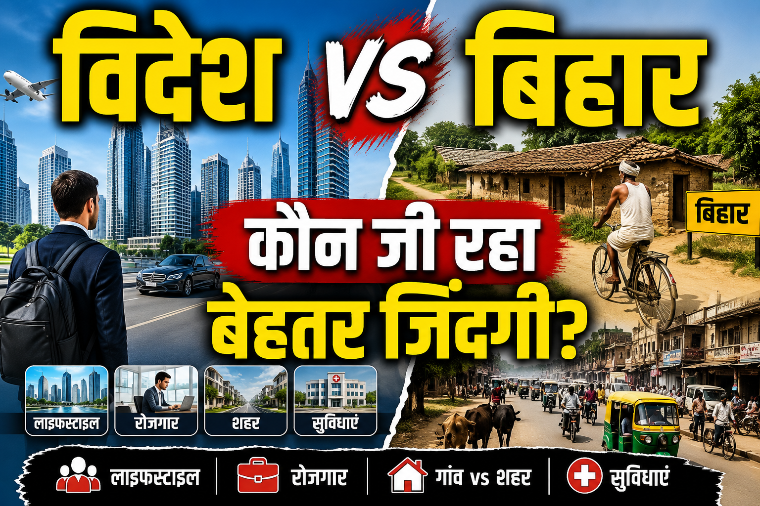 विदेश vs बिहार – लाइफस्टाइल, रोजगार, गांव, शहर और सुविधाओं की बड़ी तुलना