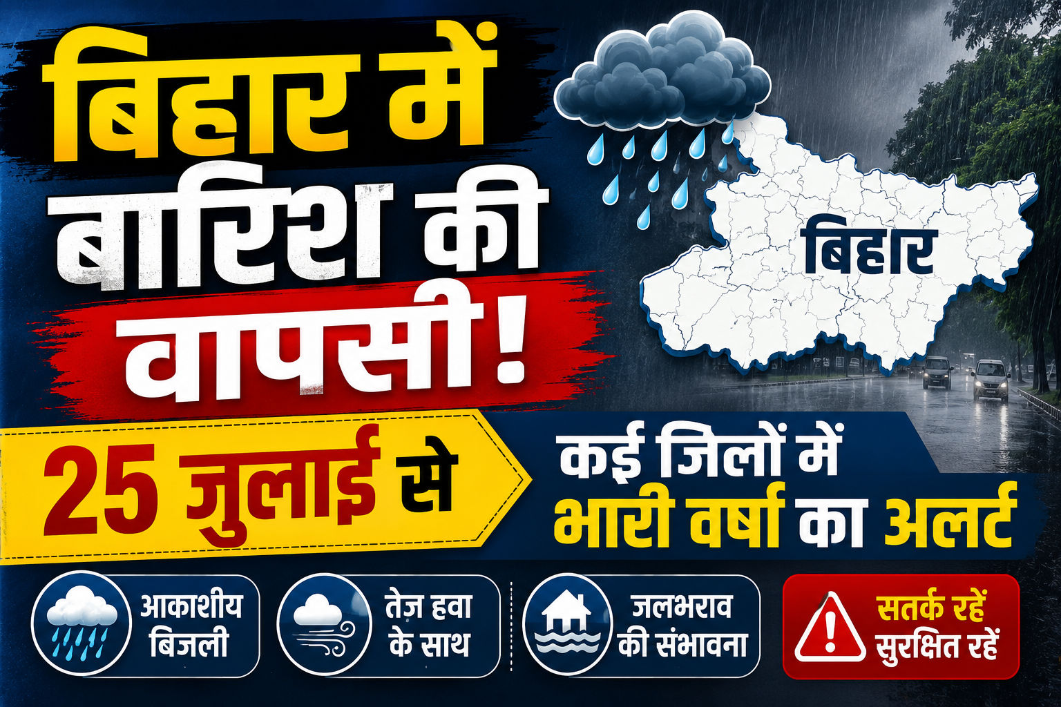 25 जुलाई से बदलेगा बिहार का मौसम, कई जिलों में झमाझम बारिश के आसार