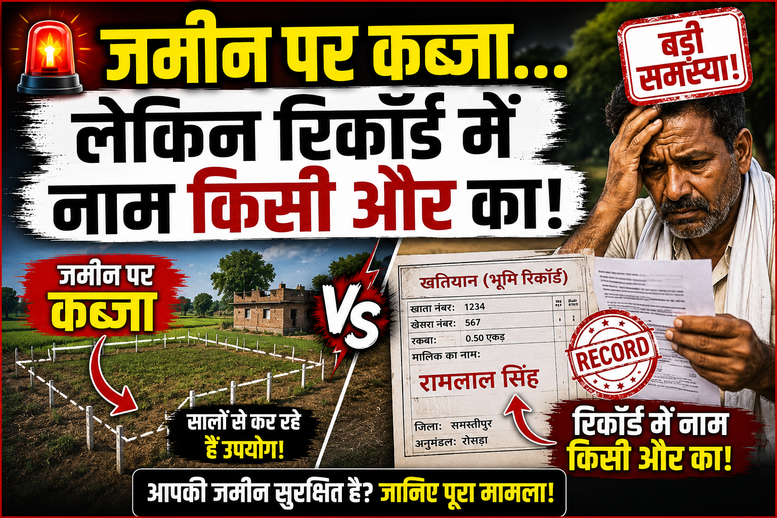 जमीन पर कब्जा और रिकॉर्ड में अंतर